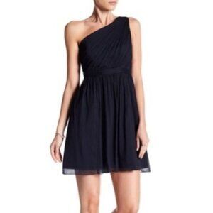 J. Crew Kylie Black 100% Silk Chiffon One Shoulder Mini Dress Size 6